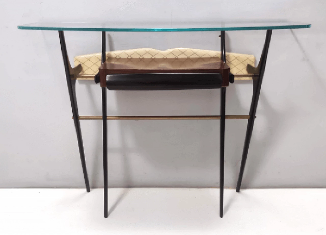 Consolle in faggio ebanizzato e vetro nello stile di Ico Parisi, anni '50 6