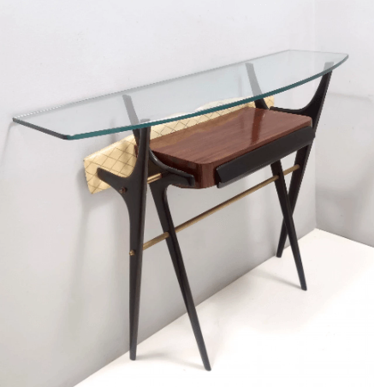 Consolle in faggio ebanizzato e vetro nello stile di Ico Parisi, anni '50 7