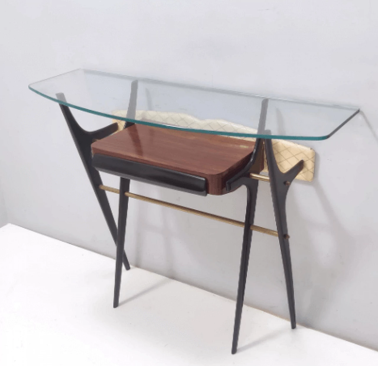 Consolle in faggio ebanizzato e vetro nello stile di Ico Parisi, anni '50 9