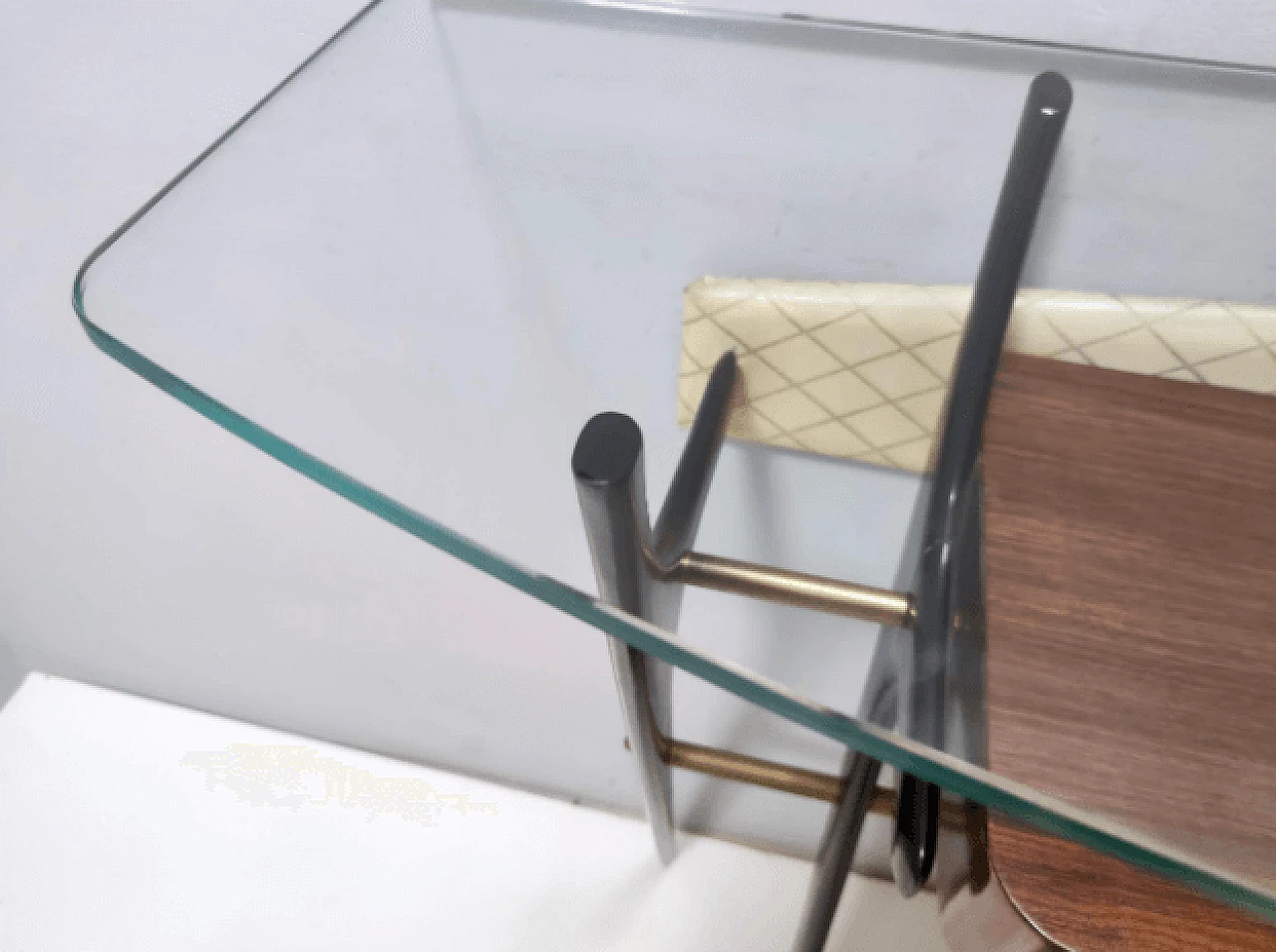 Consolle in faggio ebanizzato e vetro nello stile di Ico Parisi, anni '50 13