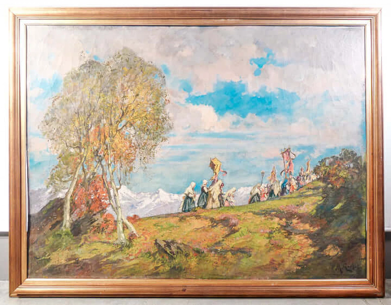 Mario Gachet, Processione a Frassineto Canavese, dipinto a olio su tela, inizio '900 1