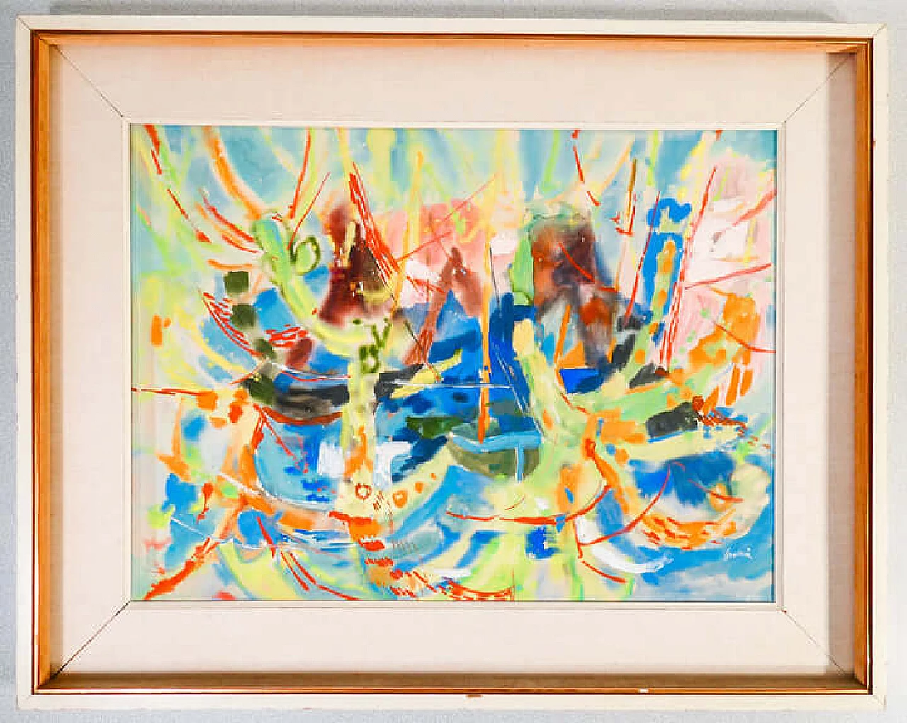 Enrico Paulucci, Seascape, tempera painting on paper, 1960s 1