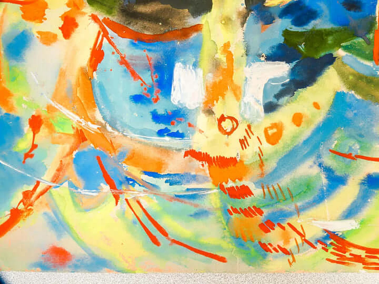 Enrico Paulucci, Seascape, tempera painting on paper, 1960s 5