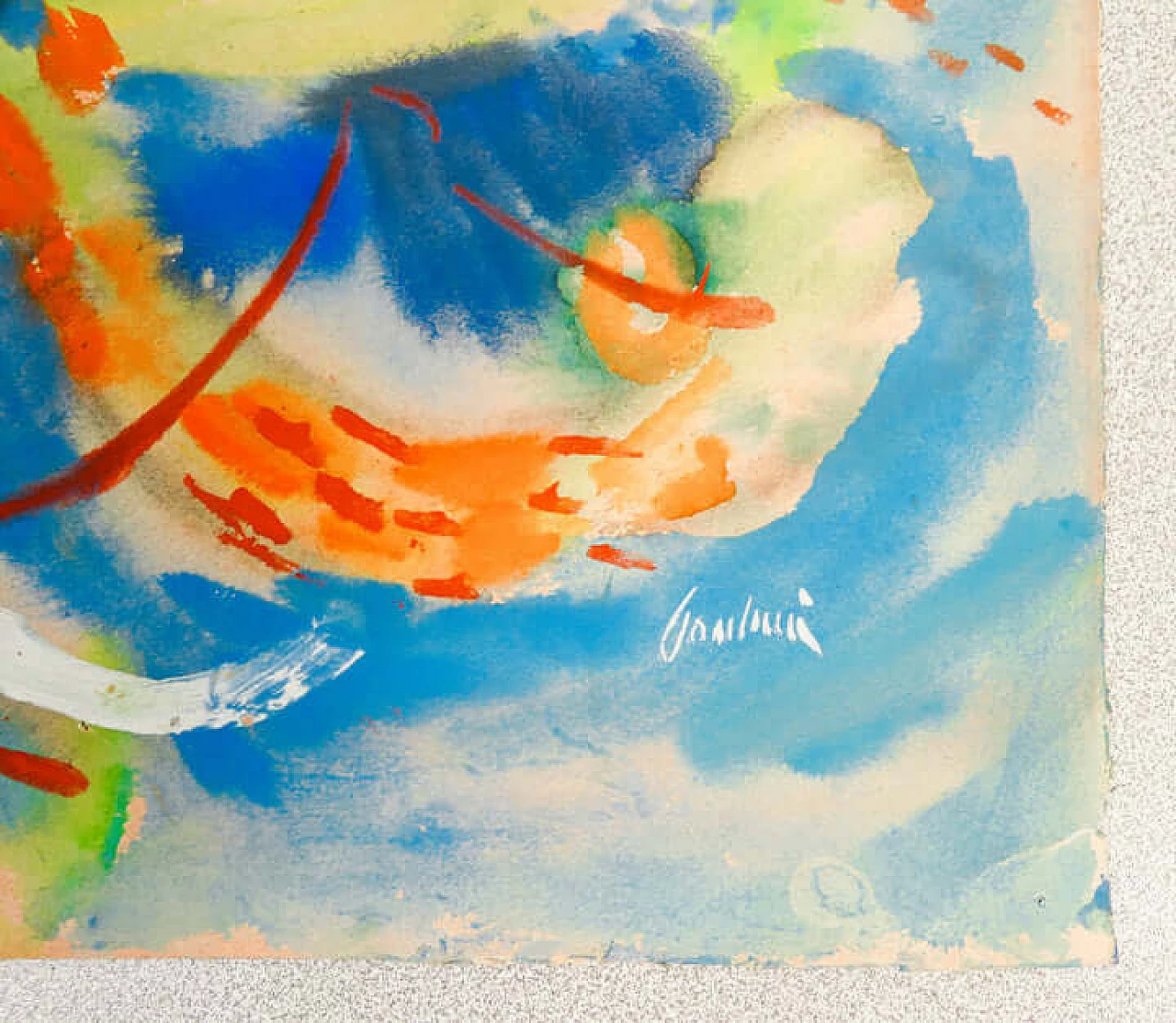 Enrico Paulucci, Seascape, tempera painting on paper, 1960s 8