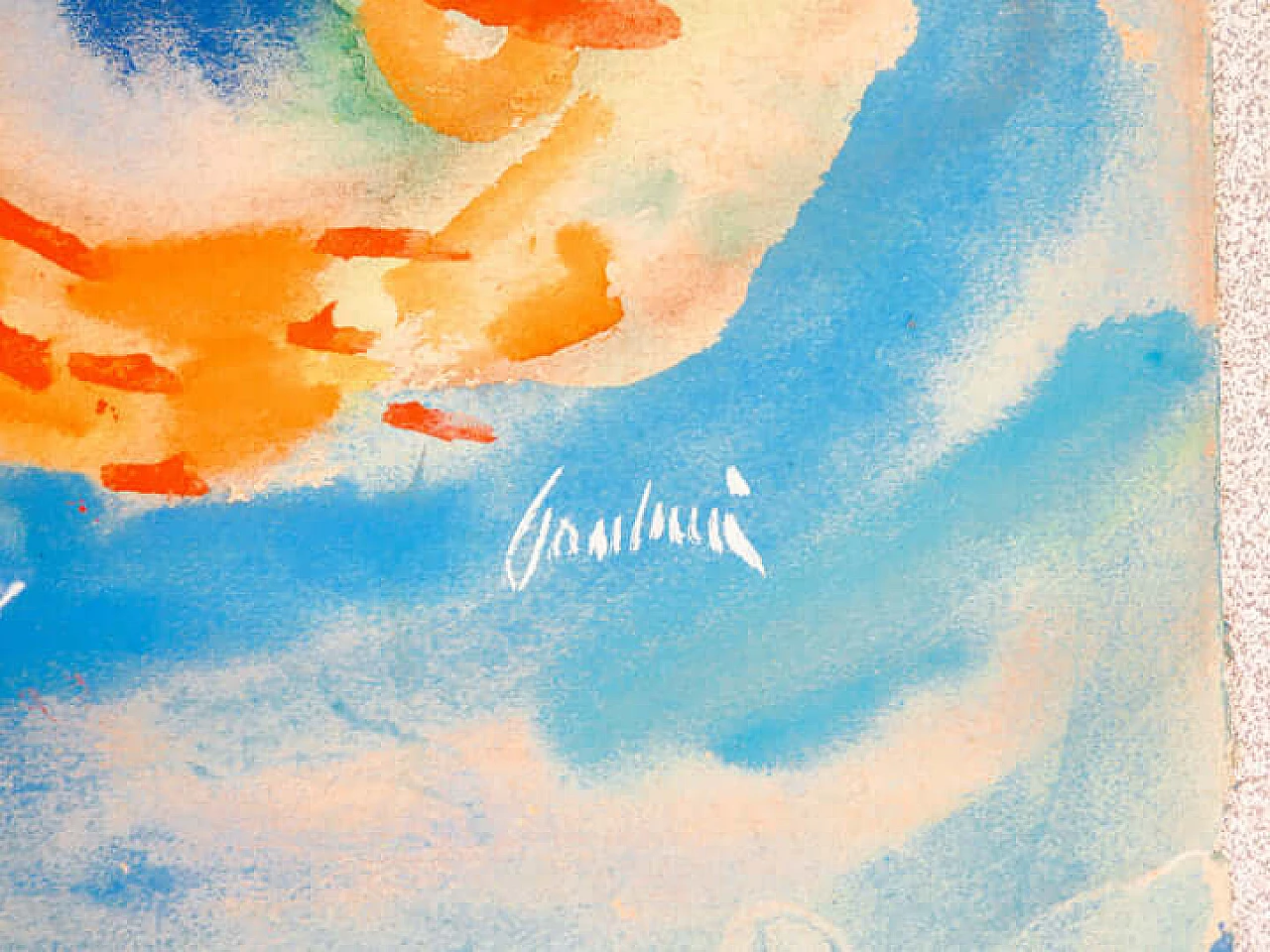 Enrico Paulucci, Seascape, tempera painting on paper, 1960s 9