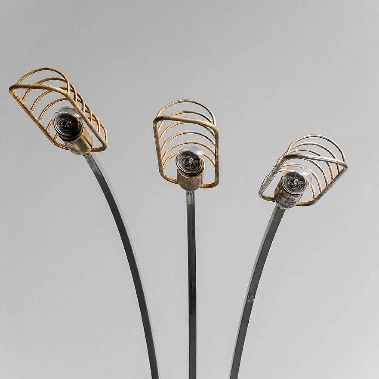 Three-light metal floor lamp, 1970s 2
