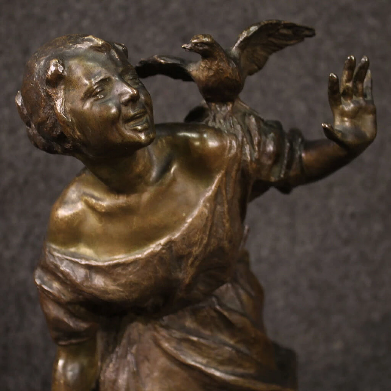 Celestino Fumagalli, peasant girl, bronze sculpture 4