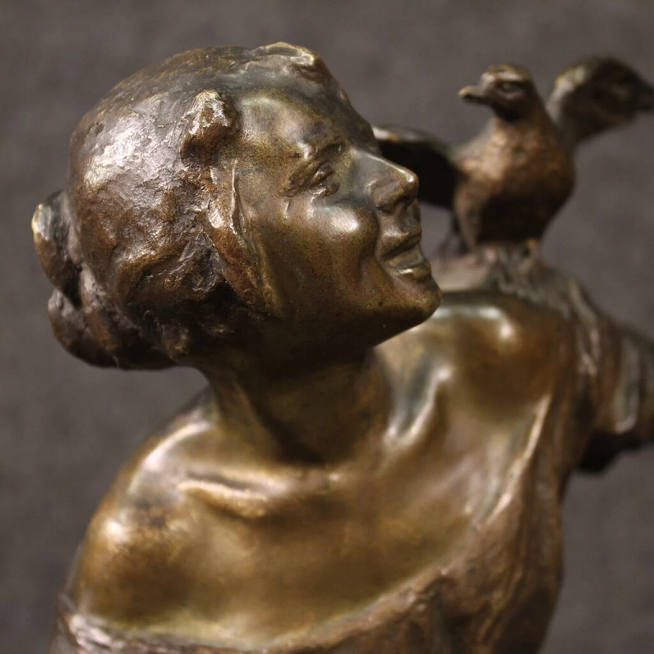 Celestino Fumagalli, peasant girl, bronze sculpture 5