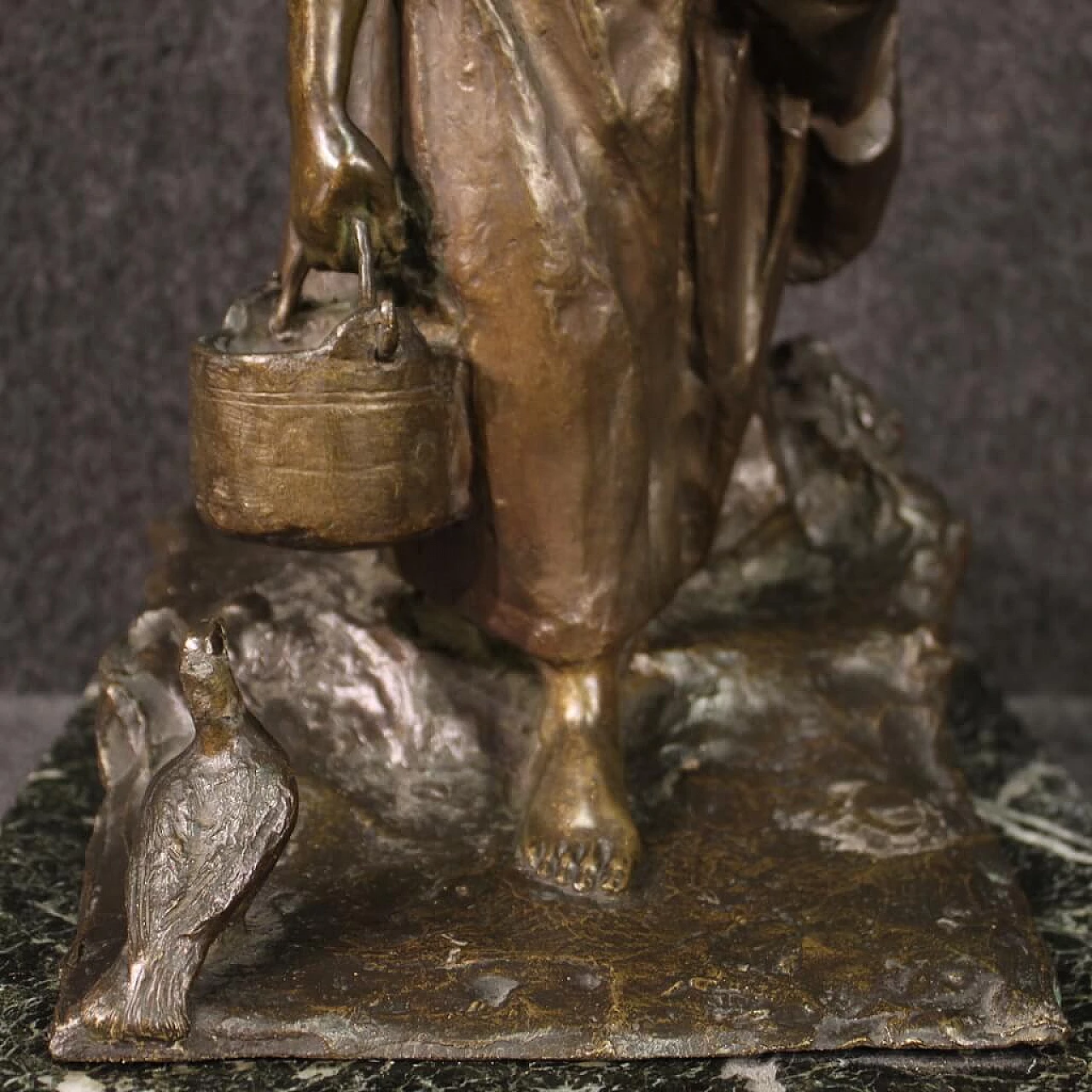 Celestino Fumagalli, peasant girl, bronze sculpture 6