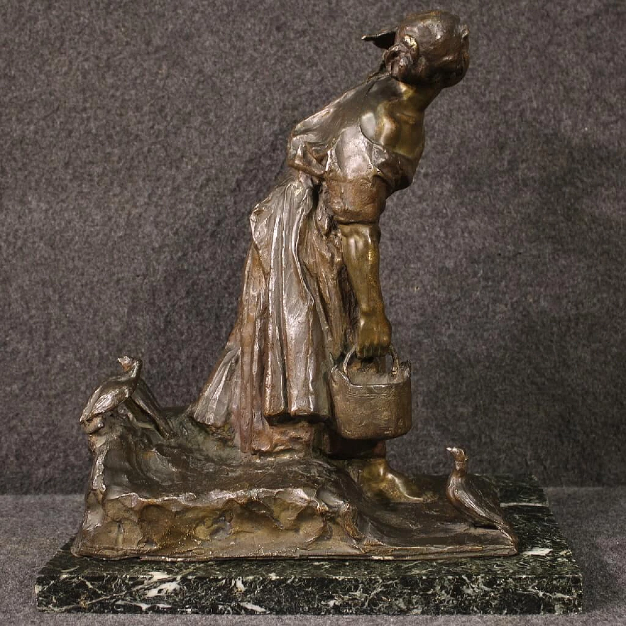 Celestino Fumagalli, peasant girl, bronze sculpture 7