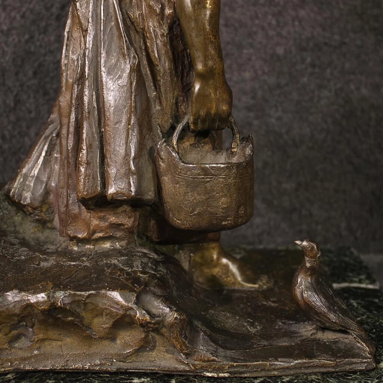 Celestino Fumagalli, peasant girl, bronze sculpture 8
