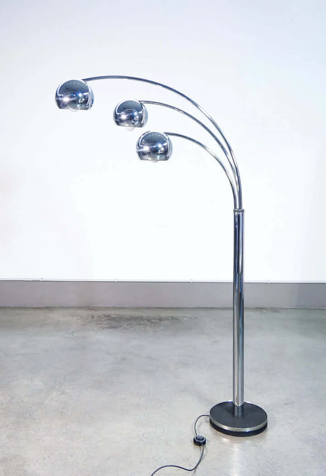 Three-light chromed metal floor lamp by Goffredo Reggiani, 1970s 1