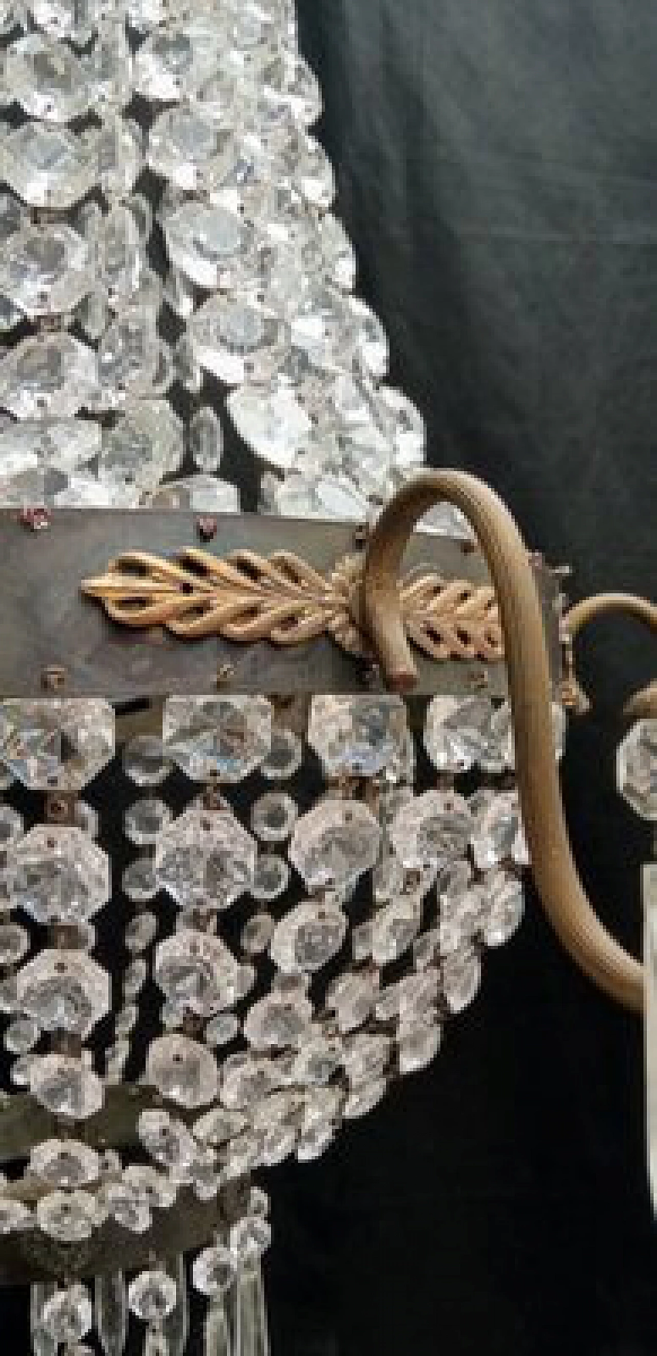 Lampadario in ottone brunito e vetro, anni '50 4