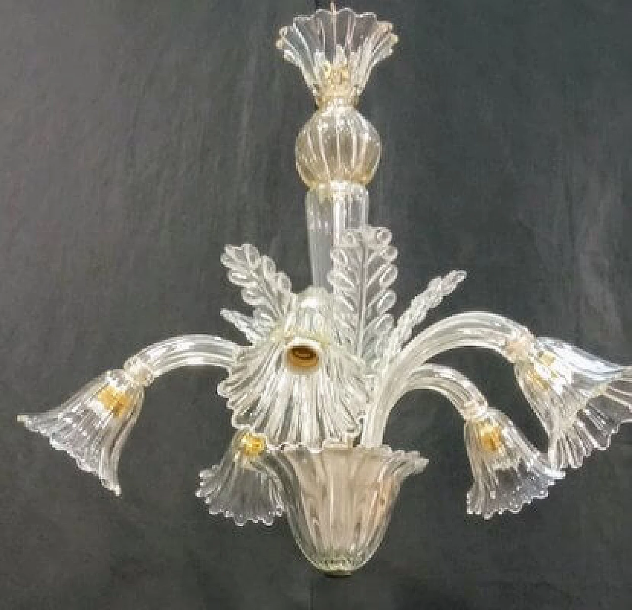 Clear Murano glass pendant lamp, 1940s 2