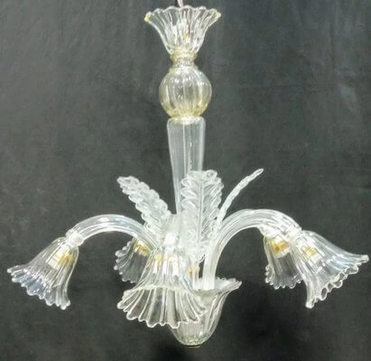 Clear Murano glass pendant lamp, 1940s 3