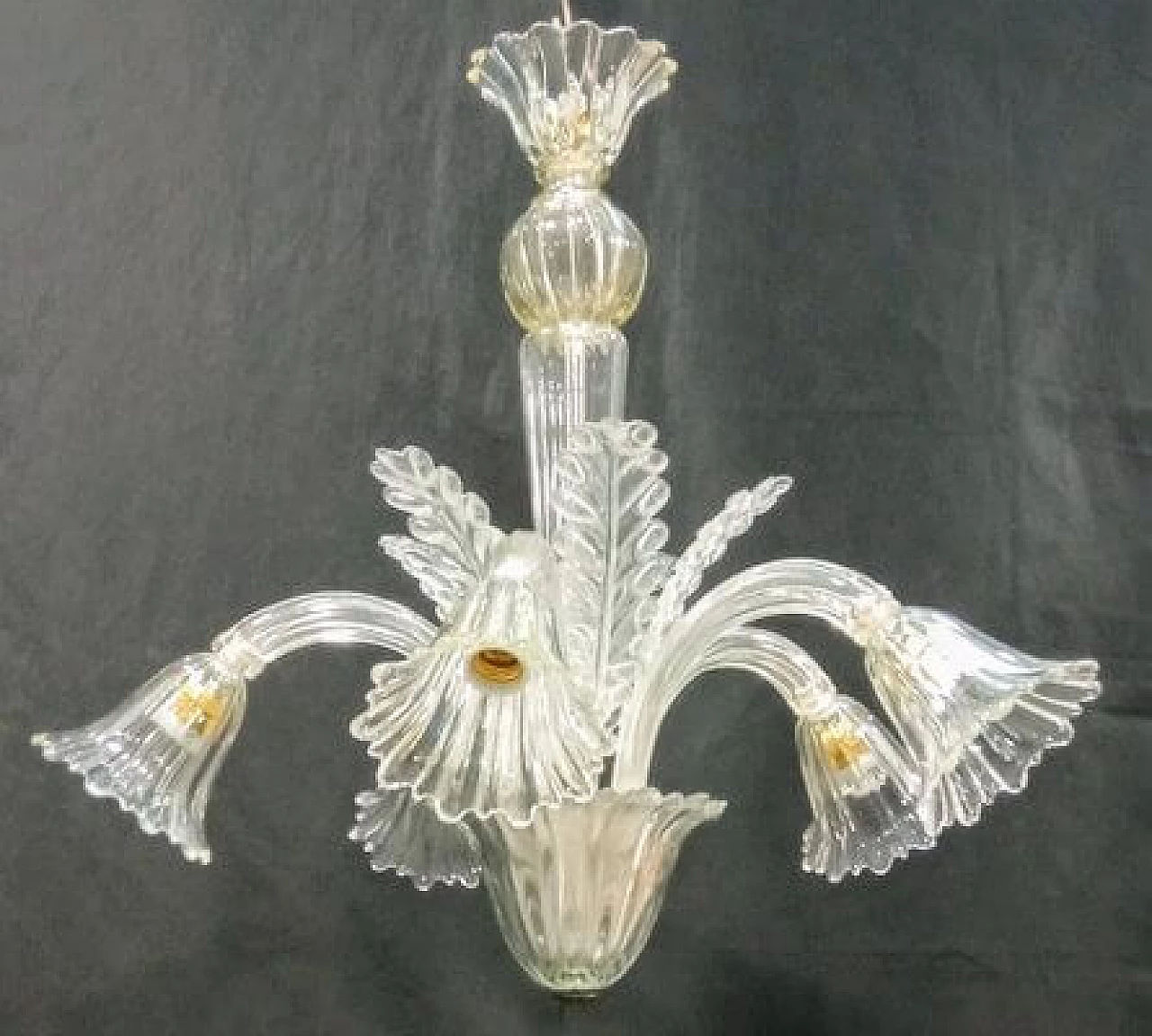 Clear Murano glass pendant lamp, 1940s 4