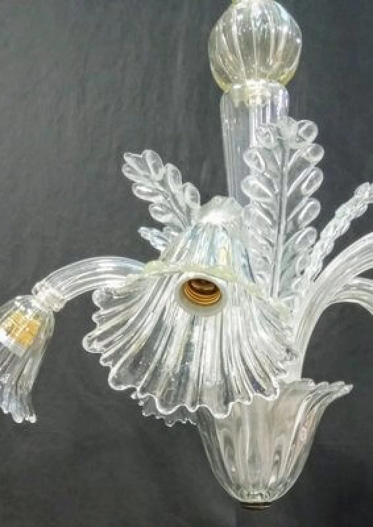 Clear Murano glass pendant lamp, 1940s 6