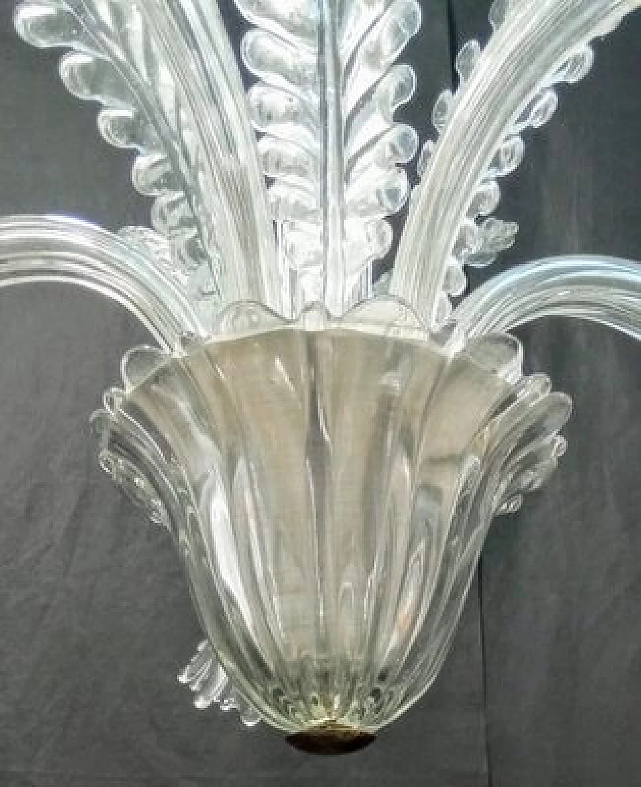 Clear Murano glass pendant lamp, 1940s 7