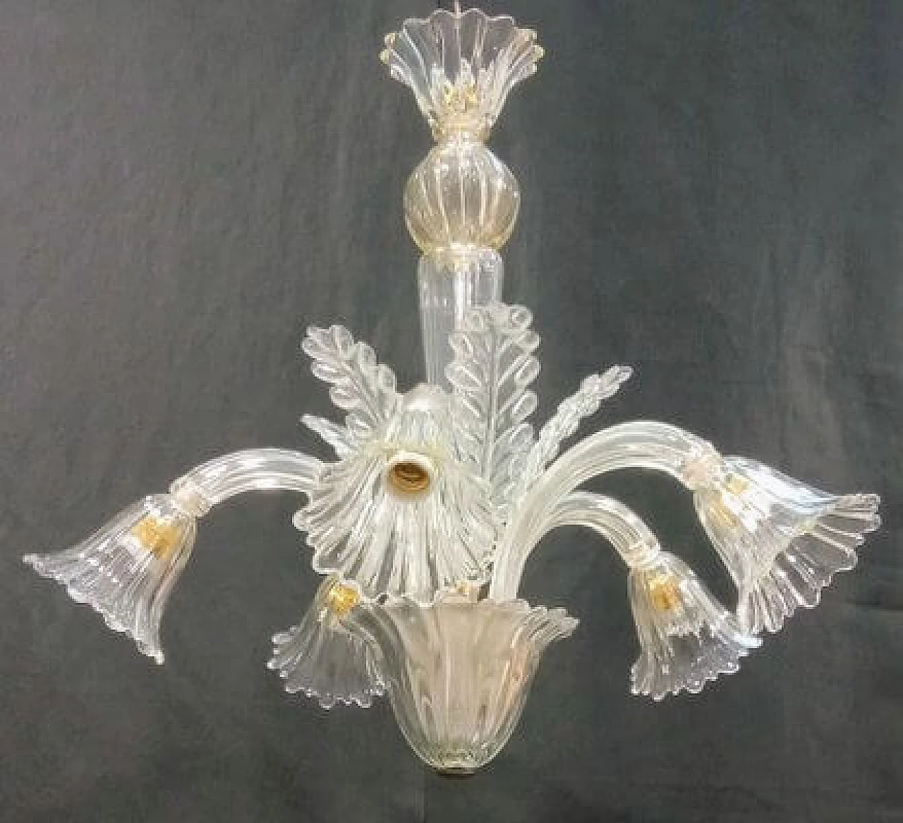 Clear Murano glass pendant lamp, 1940s 11