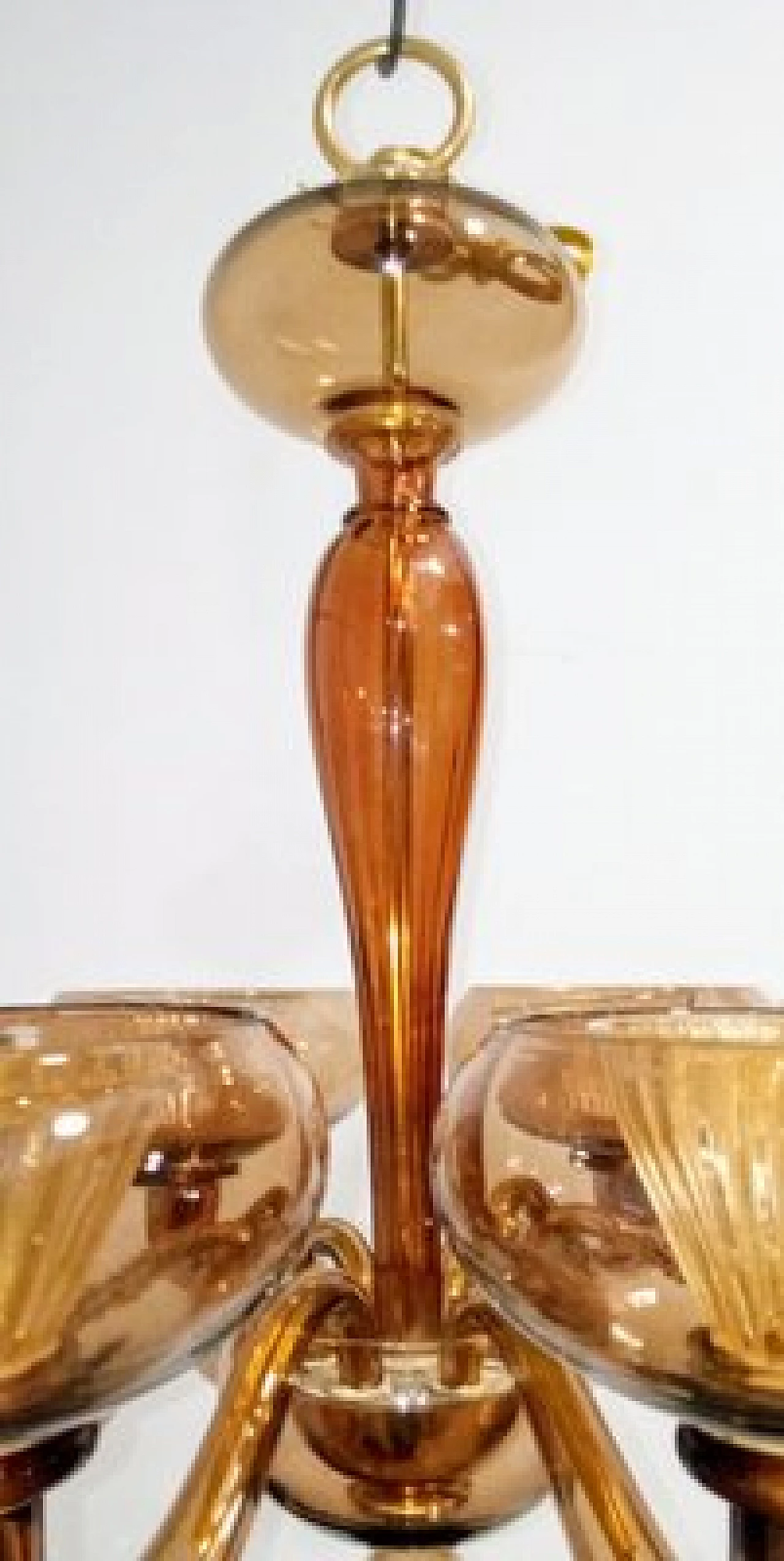 Six-light Murano glass chandelier attributed to Archimede Seguso, 1980s 7