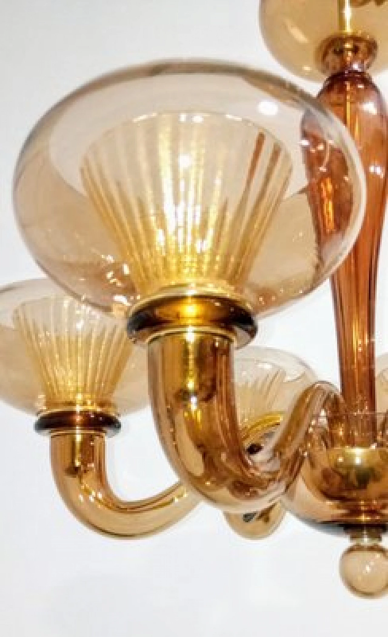 Six-light Murano glass chandelier attributed to Archimede Seguso, 1980s 8