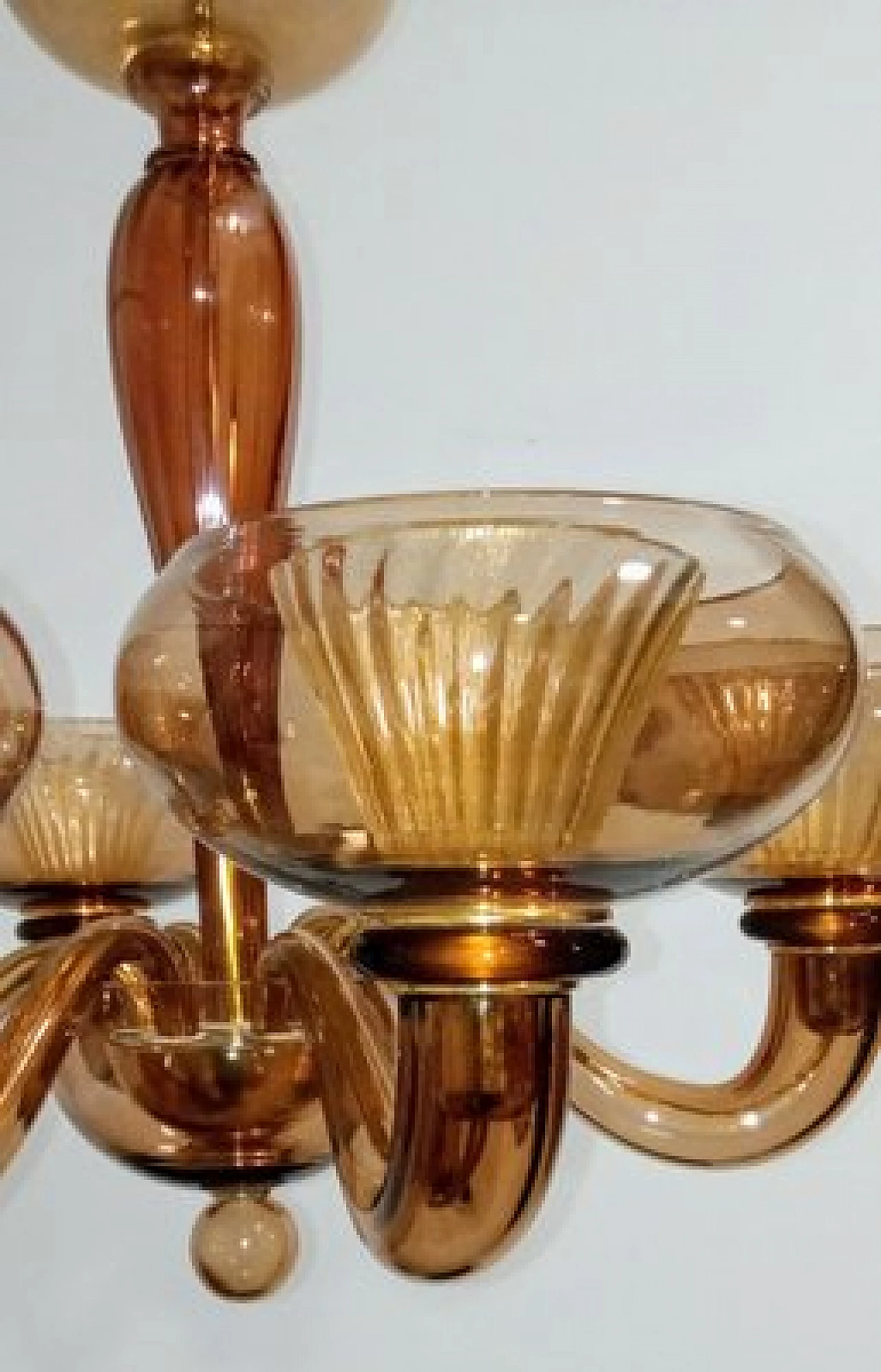 Six-light Murano glass chandelier attributed to Archimede Seguso, 1980s 12