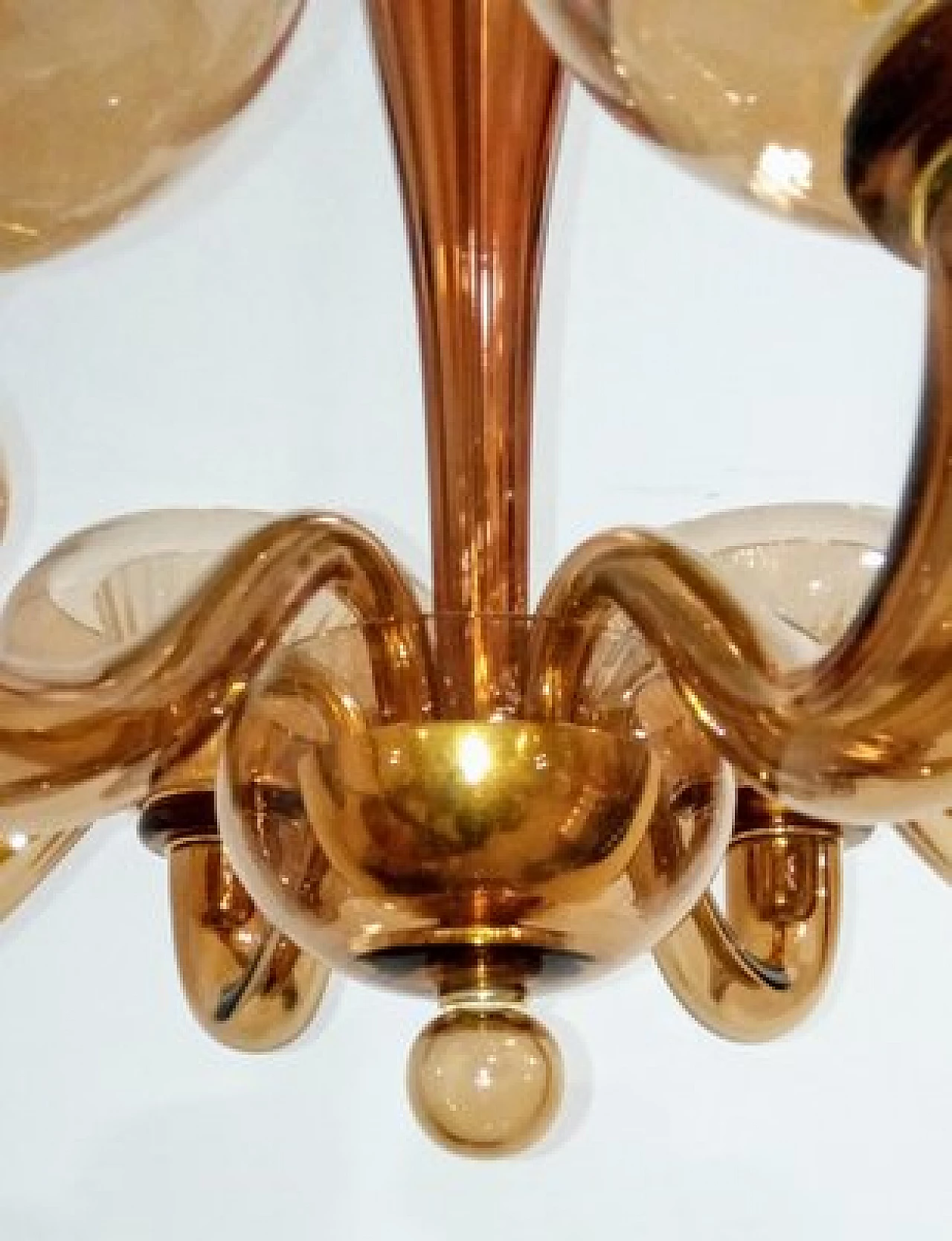 Six-light Murano glass chandelier attributed to Archimede Seguso, 1980s 14
