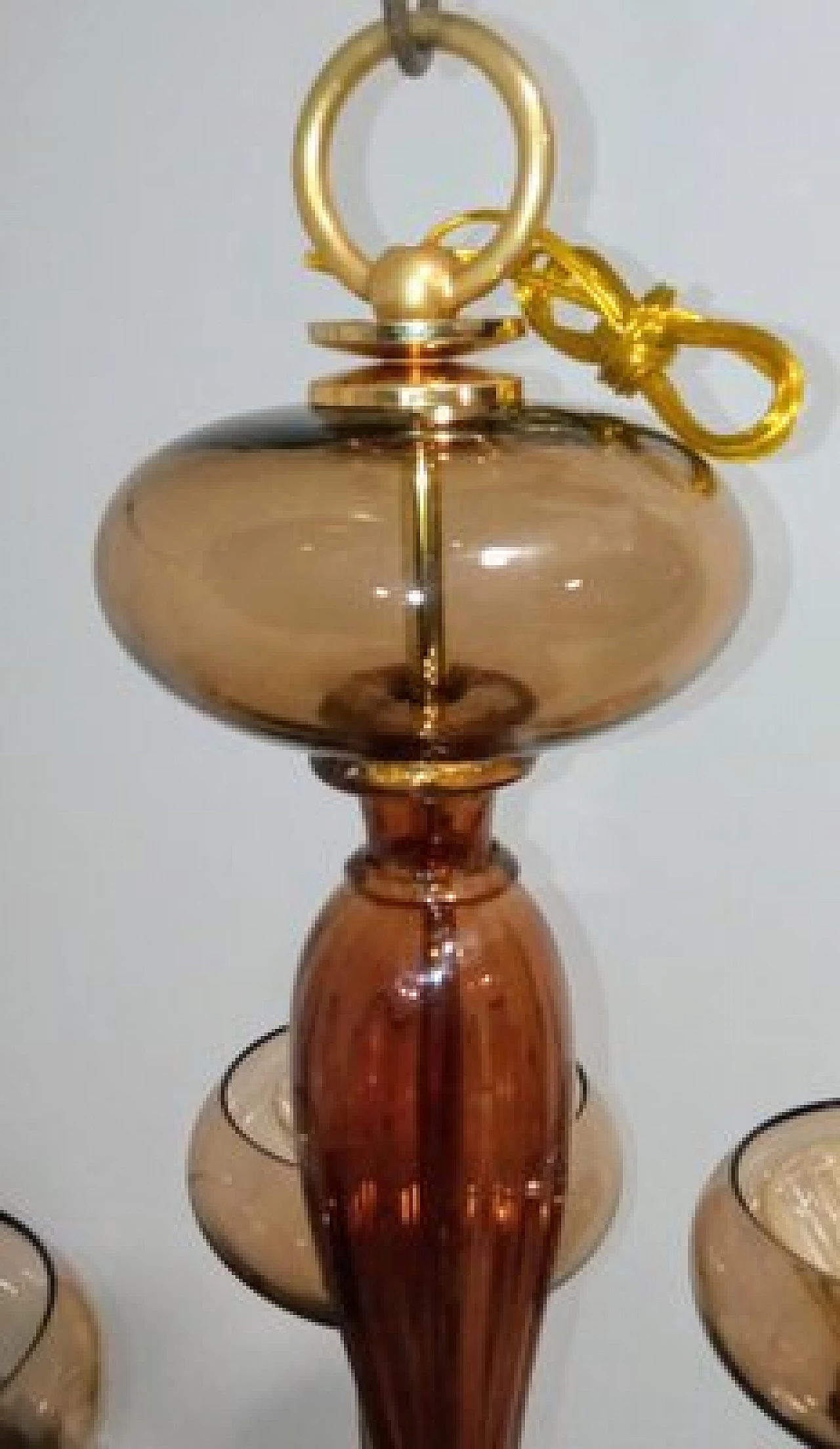 Six-light Murano glass chandelier attributed to Archimede Seguso, 1980s 15