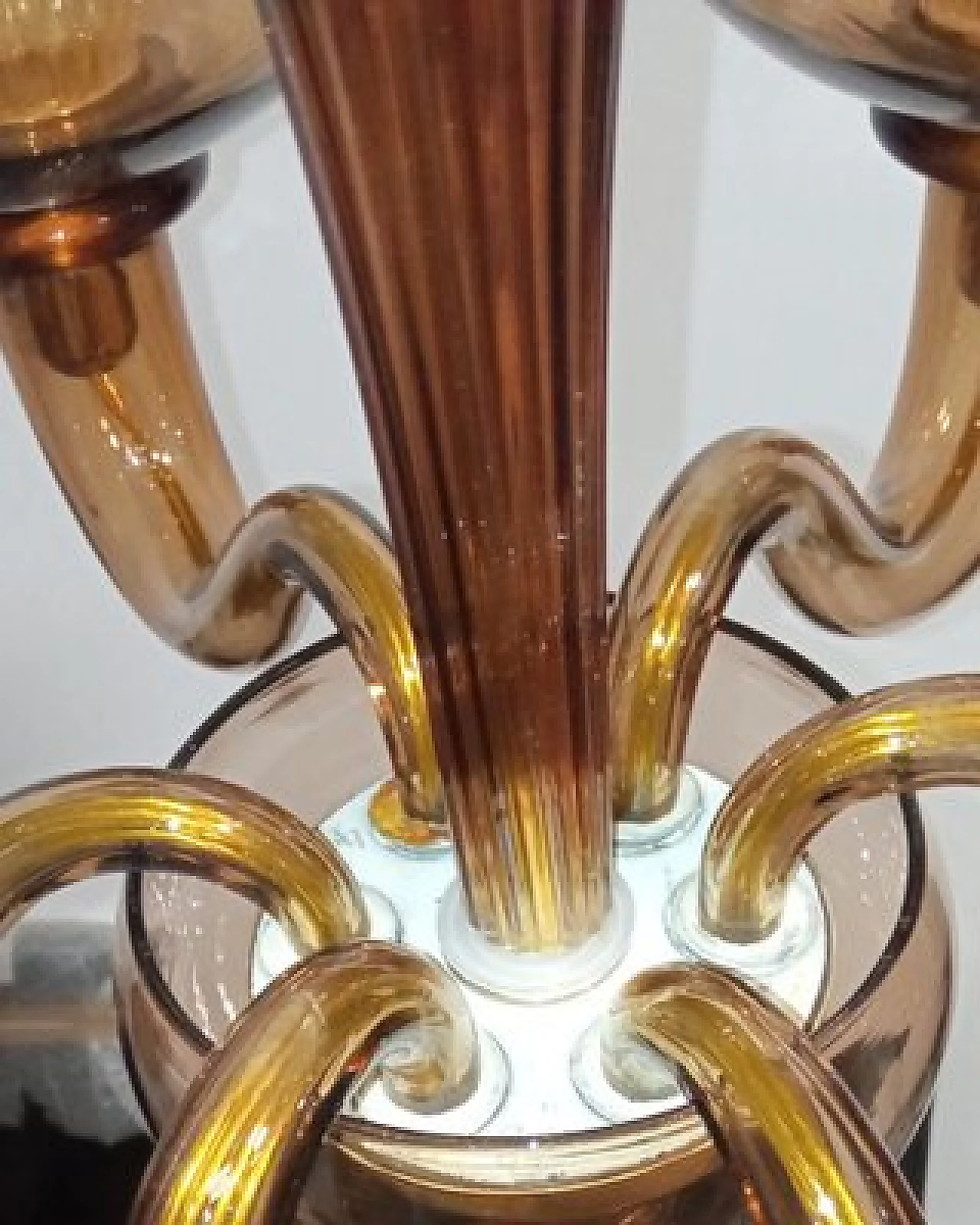 Six-light Murano glass chandelier attributed to Archimede Seguso, 1980s 16