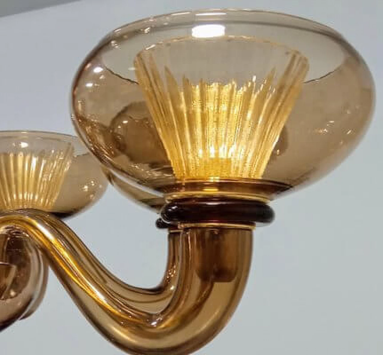 Six-light Murano glass chandelier attributed to Archimede Seguso, 1980s 17