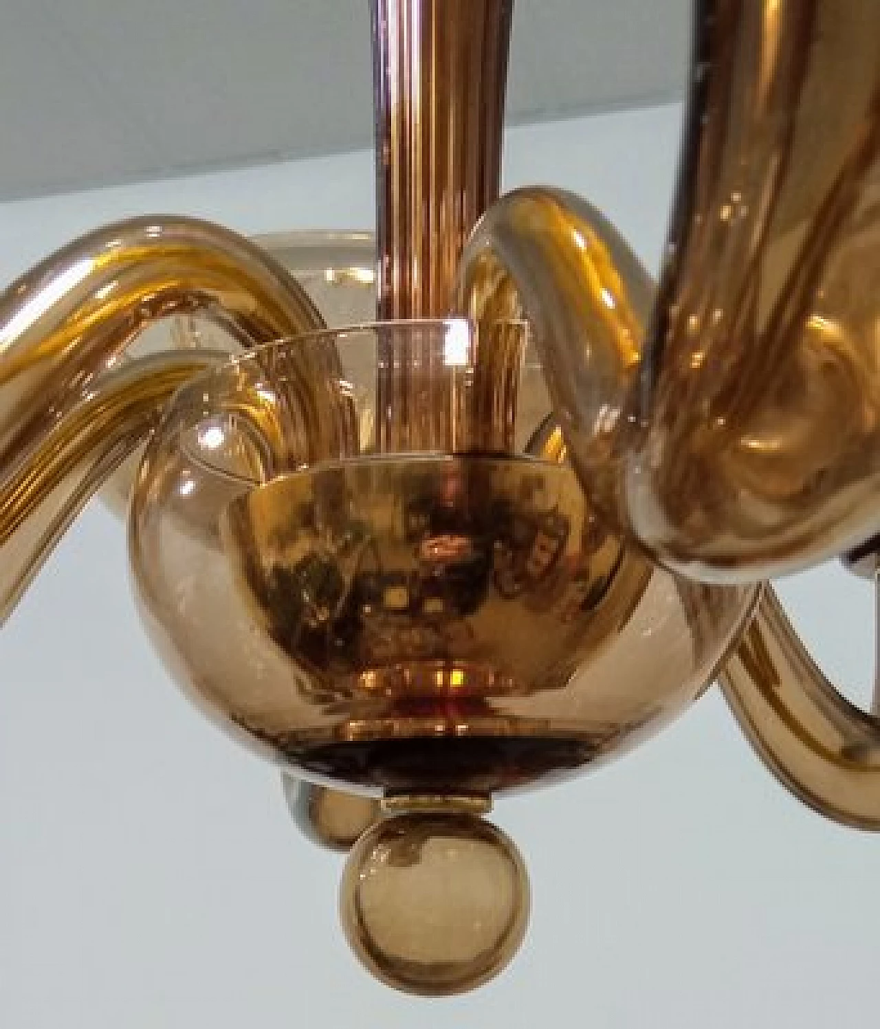 Six-light Murano glass chandelier attributed to Archimede Seguso, 1980s 18