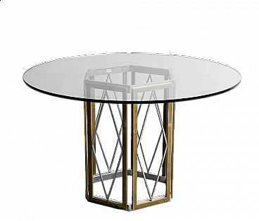 Round metal and glass table by Renato Zevi, 1970s