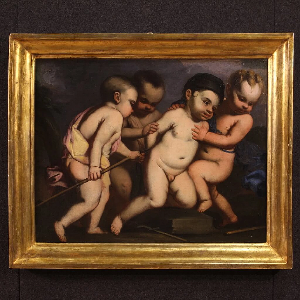 Massimo Stanzione, gioco di putti, dipinto a olio su tela, prima metà del '600 2