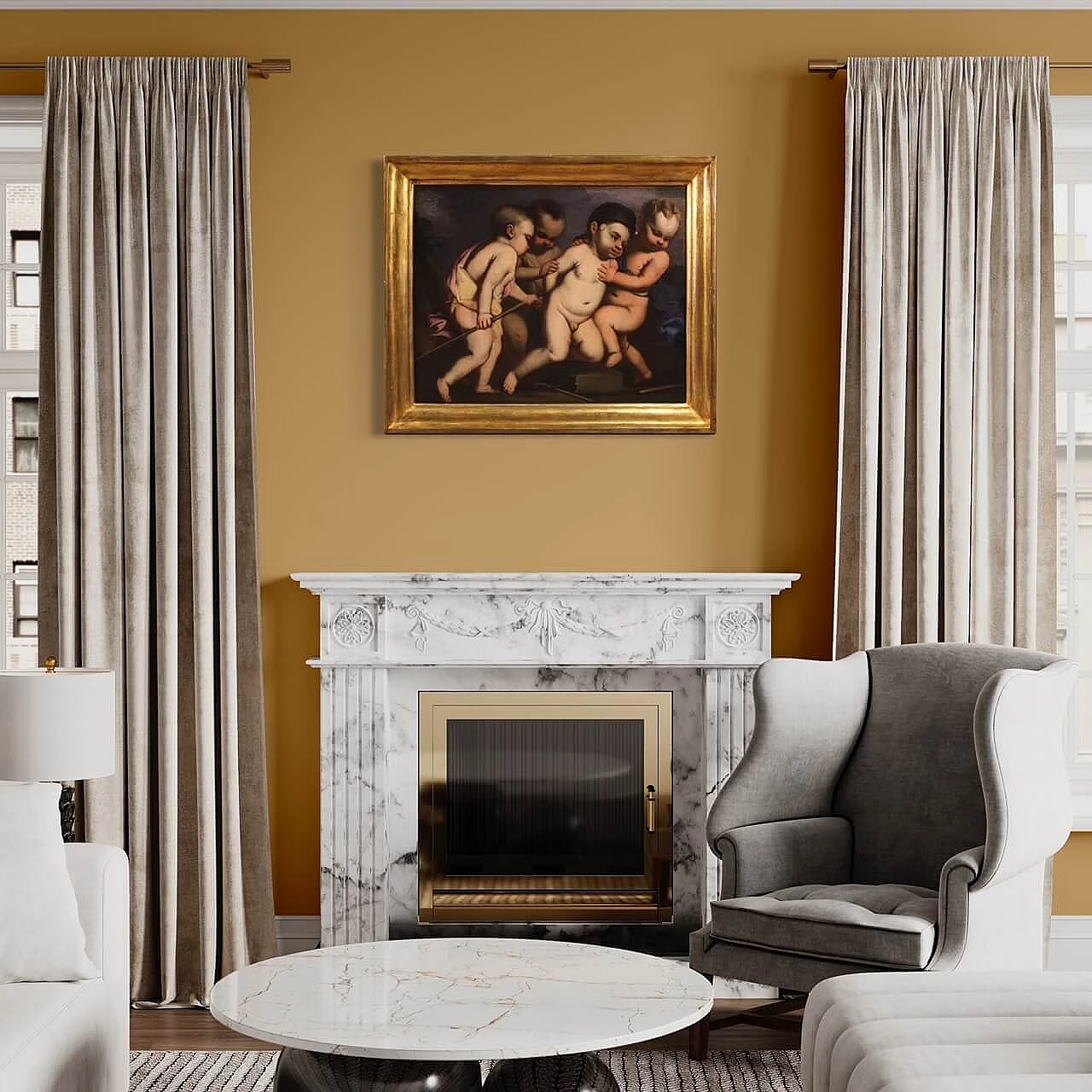 Massimo Stanzione, gioco di putti, dipinto a olio su tela, prima metà del '600 15