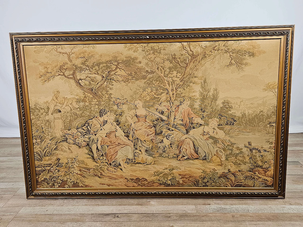 Embroidered tapestry with frame, early 20th century 1