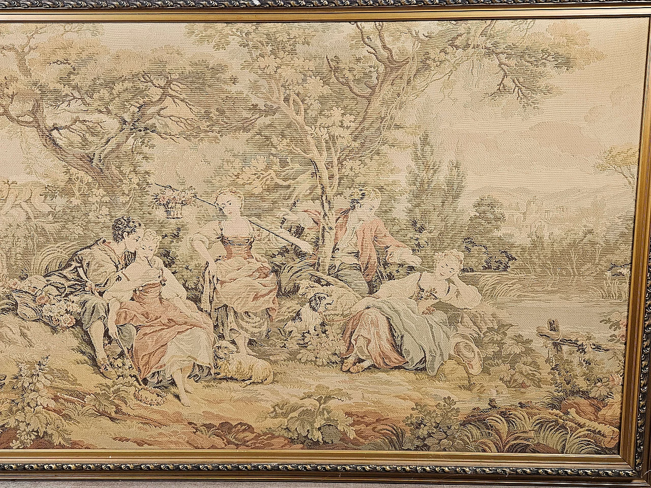 Embroidered tapestry with frame, early 20th century 3