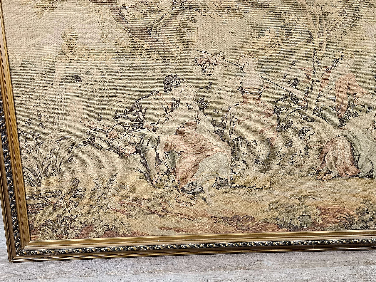 Embroidered tapestry with frame, early 20th century 4