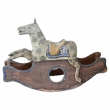 Painted wood and papier-mâché rocking horse, late 19th century