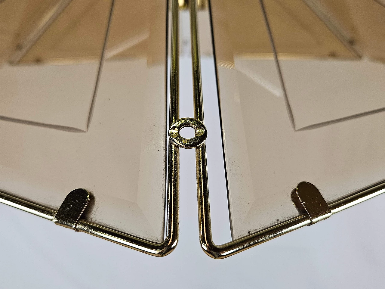 Smoked glass and brass chandelier, 1970s 6