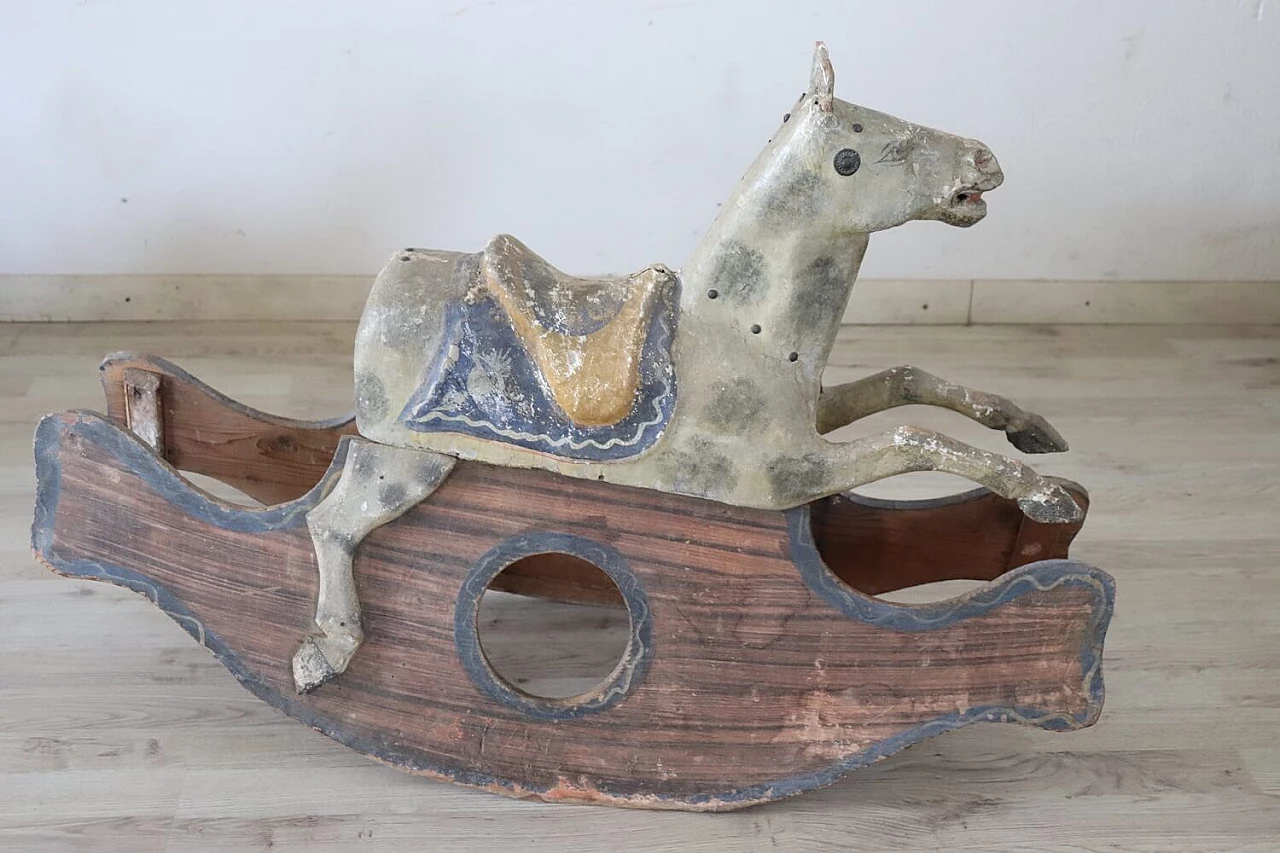 Painted wood and papier-mâché rocking horse, late 19th century 3