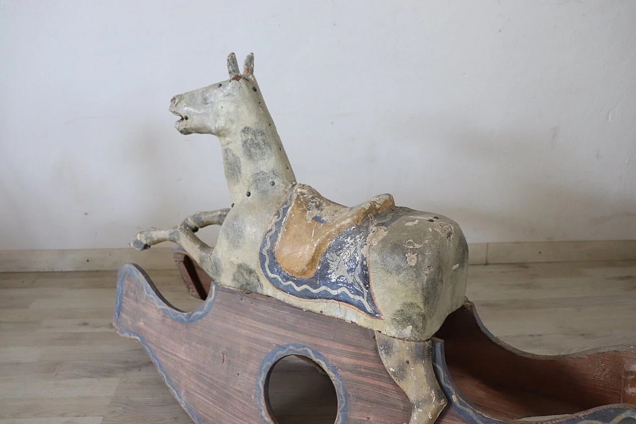 Painted wood and papier-mâché rocking horse, late 19th century 9