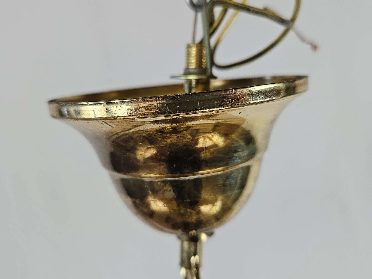 Smoked glass and brass chandelier, 1970s 14