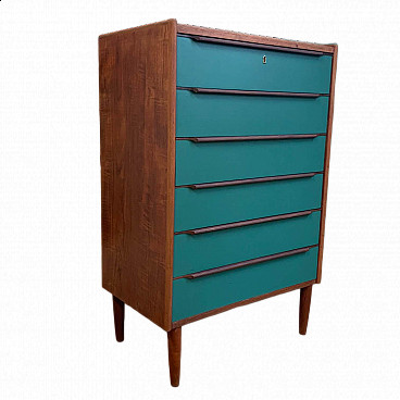 Danish Talboy chest of drawers in teak and green wood, 1960s