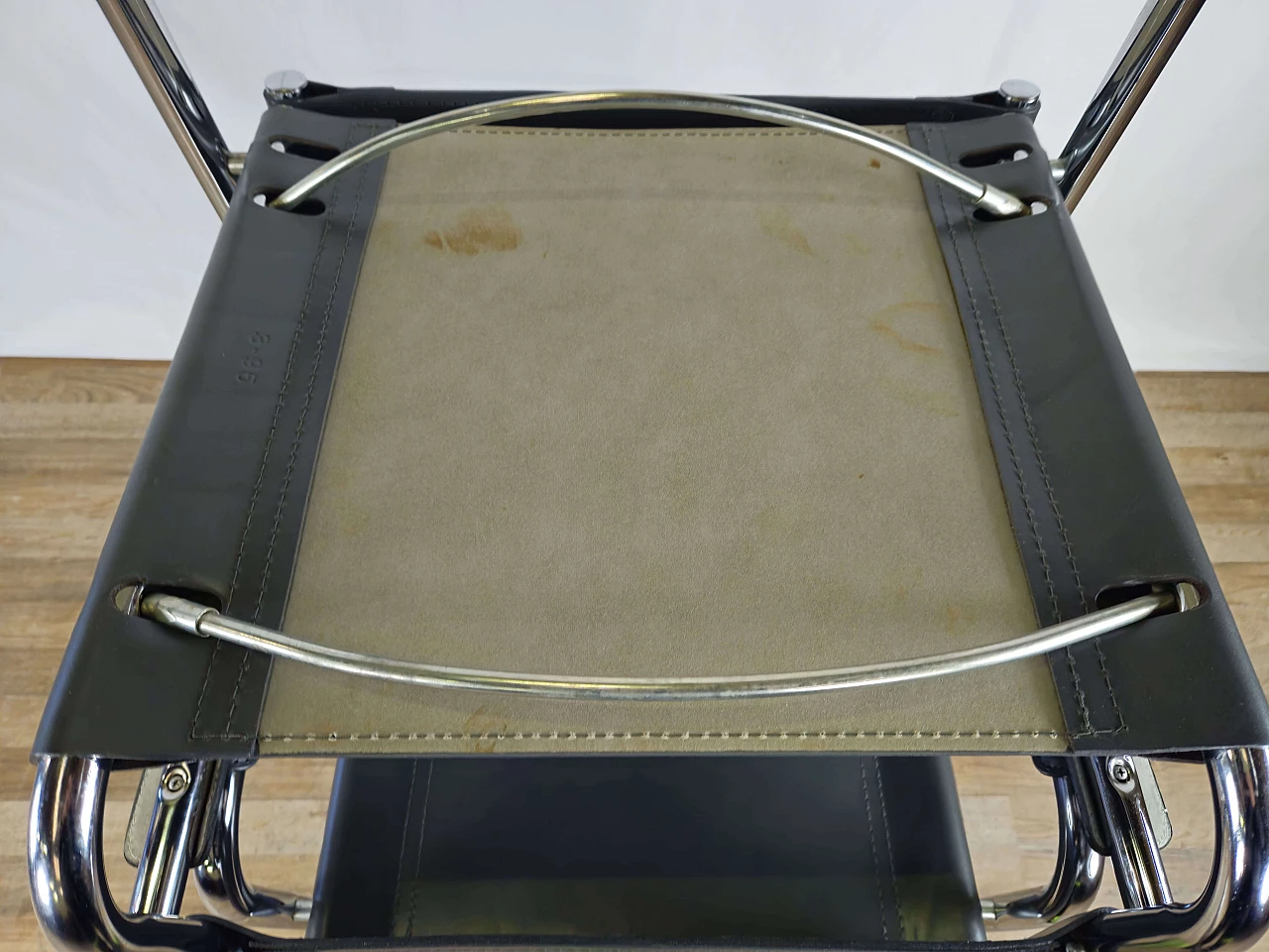 6 Poltrone stile Bauhaus in acciaio tubolare e pelle grigia, anni '70 25