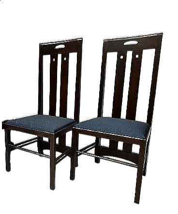 Pair of black Ingram chairs by Charles Rennie Mackintosh for Cassina, 1980s