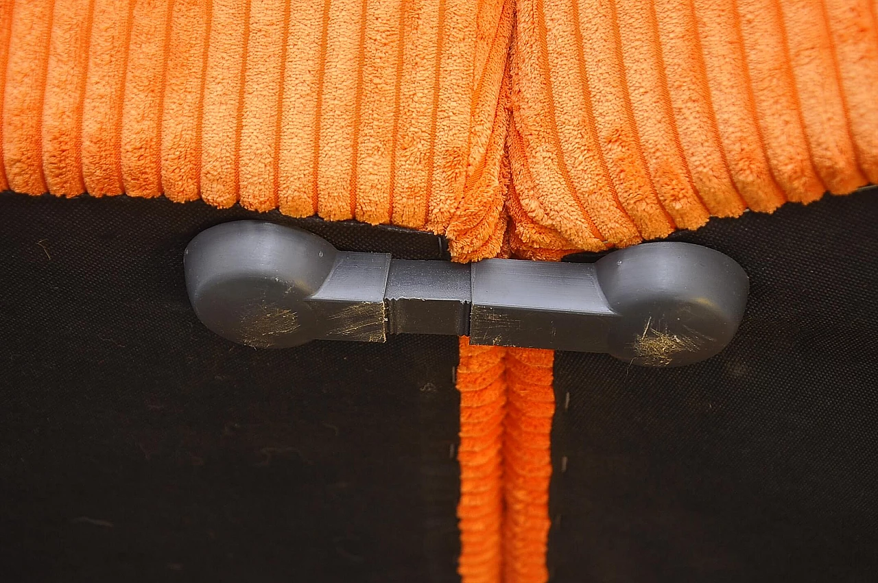 Orange corduroy modular sofa with pouf, 1970s 10