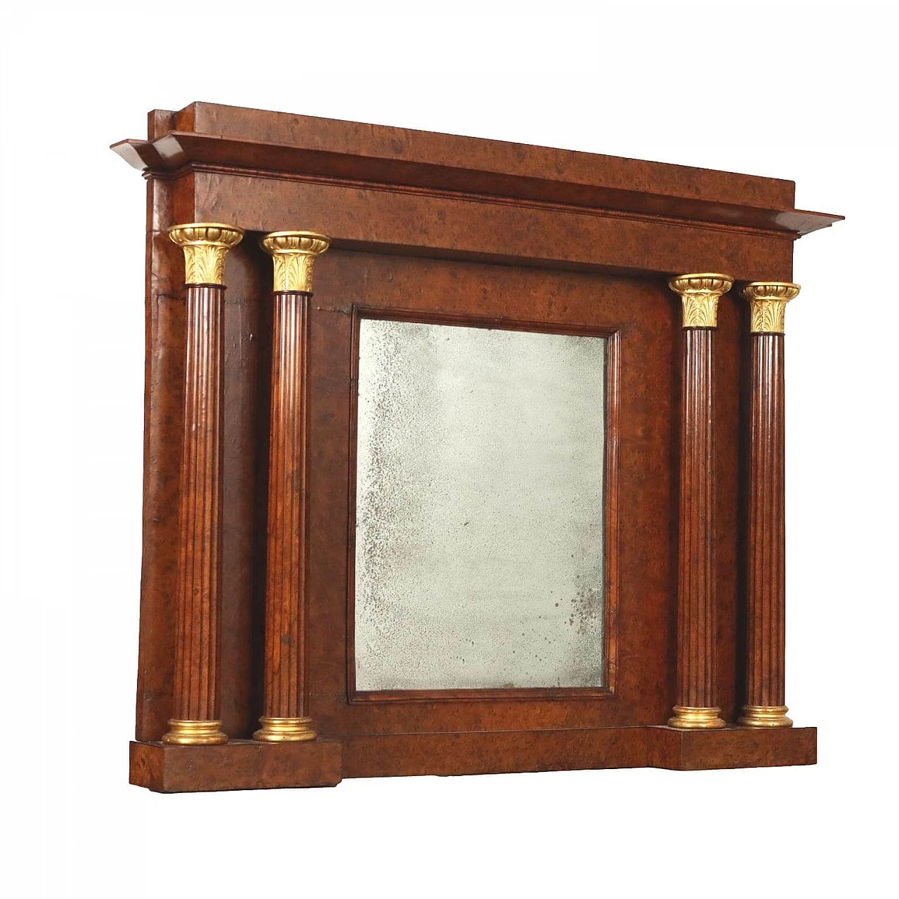 Charles X fireplace panelled in elm burl attributed to Paolo Moschini, 19th century 1