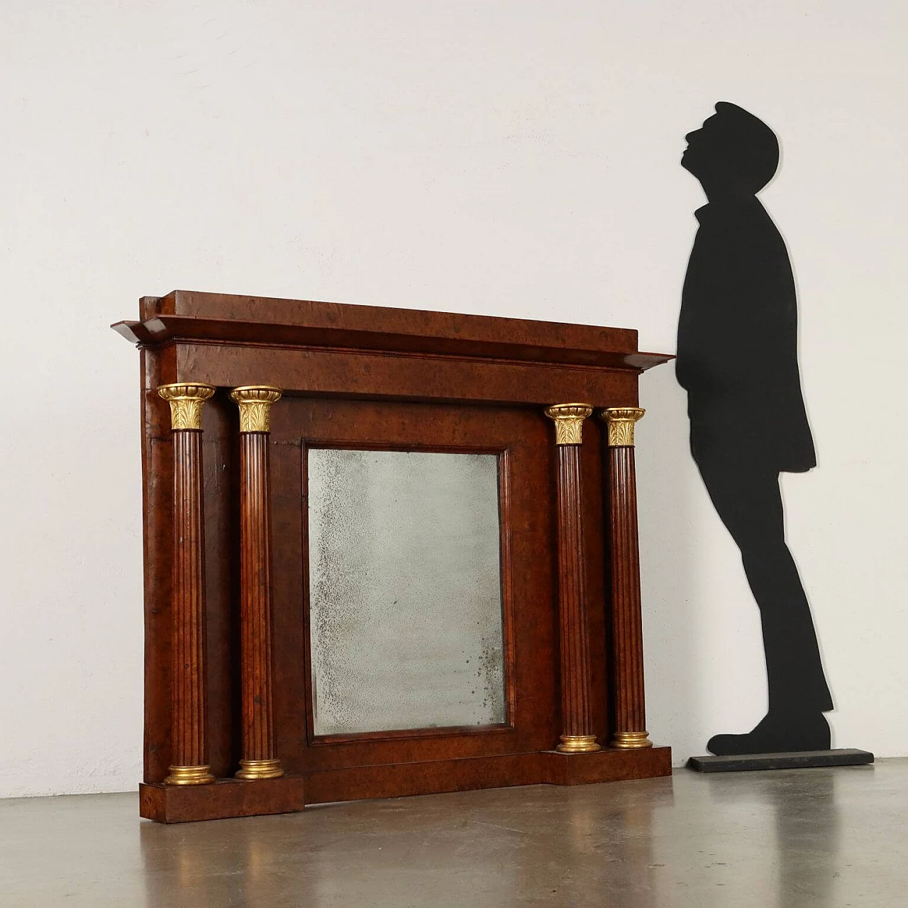 Charles X fireplace panelled in elm burl attributed to Paolo Moschini, 19th century 2