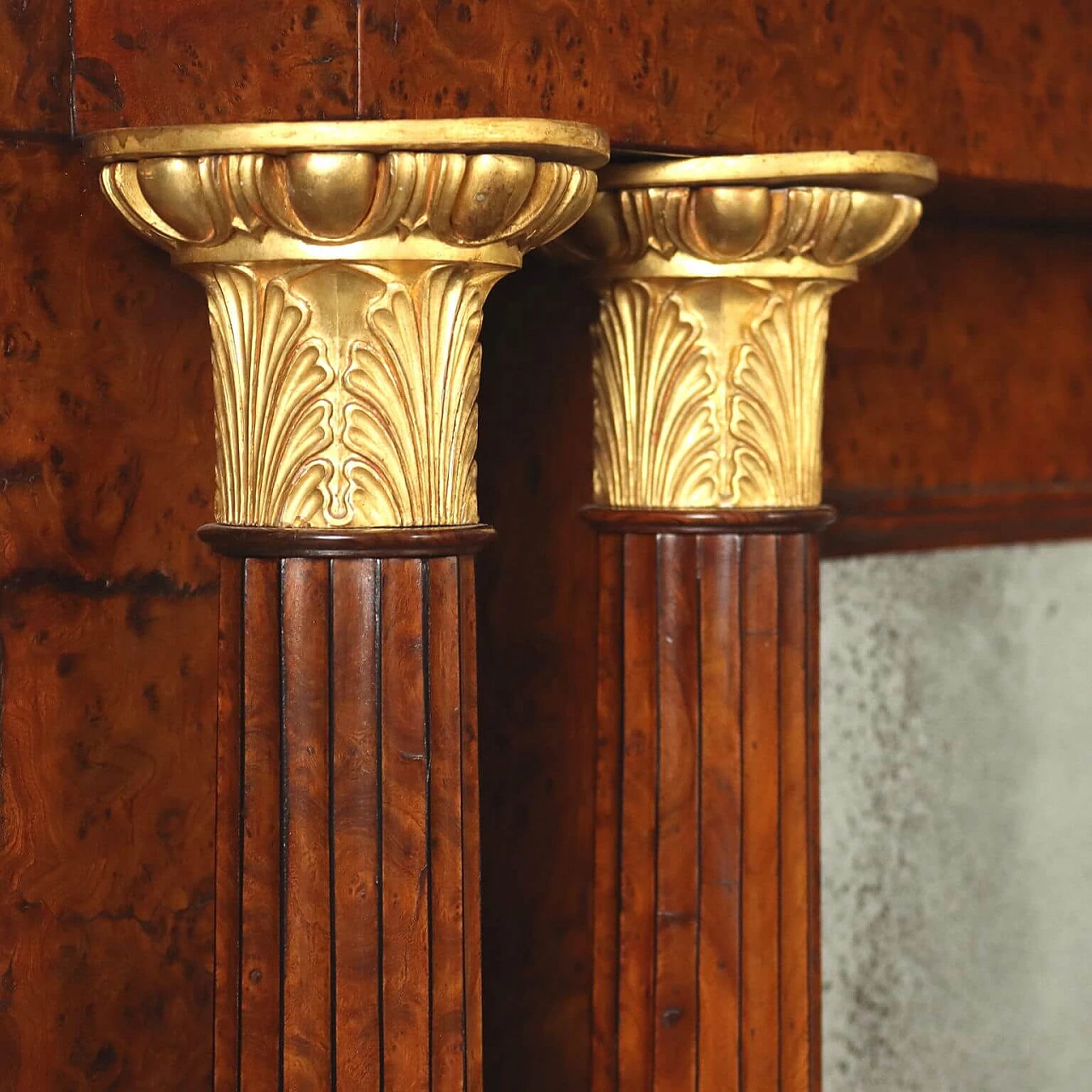 Charles X fireplace panelled in elm burl attributed to Paolo Moschini, 19th century 3