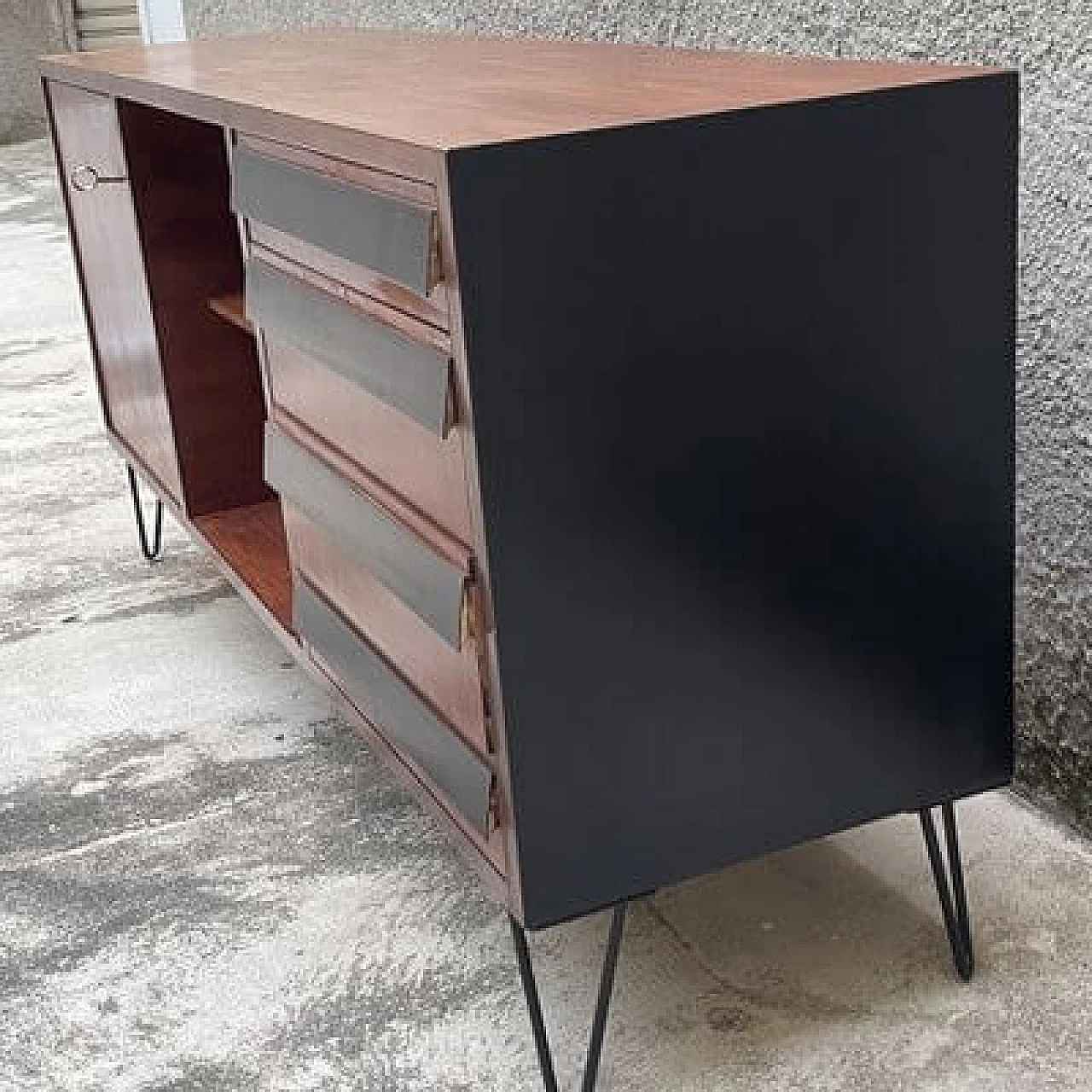 Wood, metal and laminate sideboard, 1950s 4